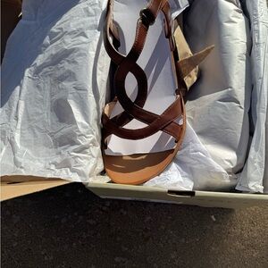 SOUL Naturalizer Brown Strappy Sandals with Ankle Buckle